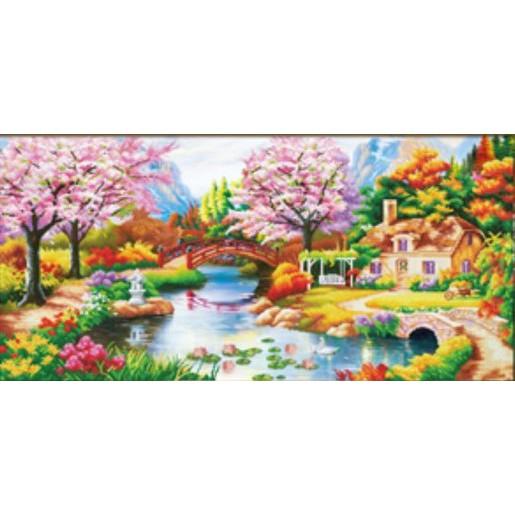 Tranh thêu ngôi nhà hạnh phúc 88855 - kích thước: 168 * 86cm.