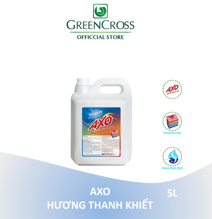 NƯỚC TẨY GIỮ MÀU AXO THANH KHIẾT 5L (DÀNH CHO DA NHẠY CẢM) - TẶNG THÊM 2 CHAI TẨY TRẮNG ZONROX 1L