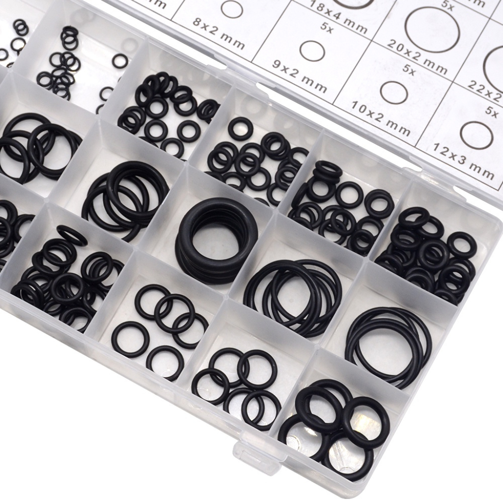 225 chiếc Cao su O Ring Máy giặt O-Ring Seals Độ kín nước Các loại Kích thước khác nhau với Bộ hộp