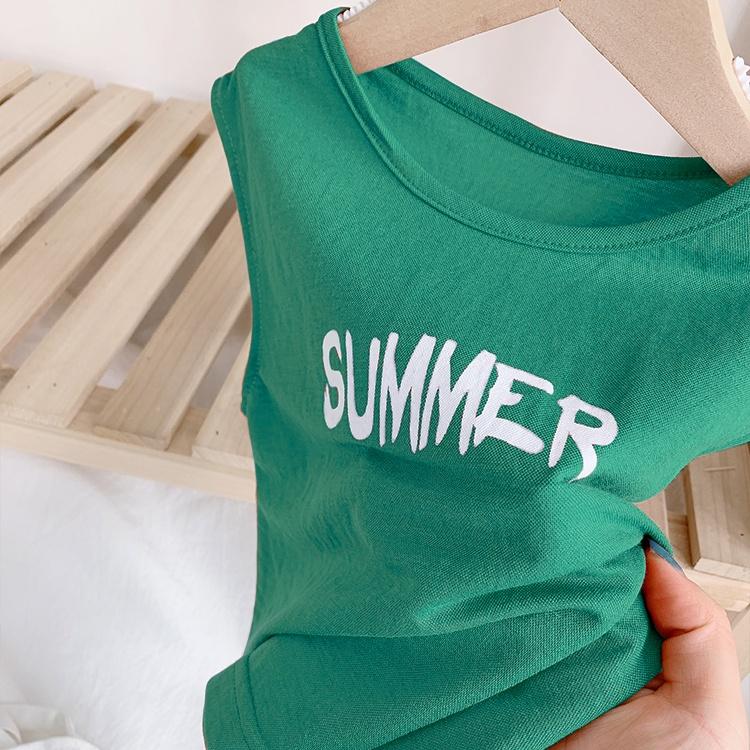 Áo thun ba lỗ sát nách bé trai 1 2 3 4 5 6 7 tuổi cotton mềm mại co giãn thêu summer Quần áo trẻ em mùa hè AO22008