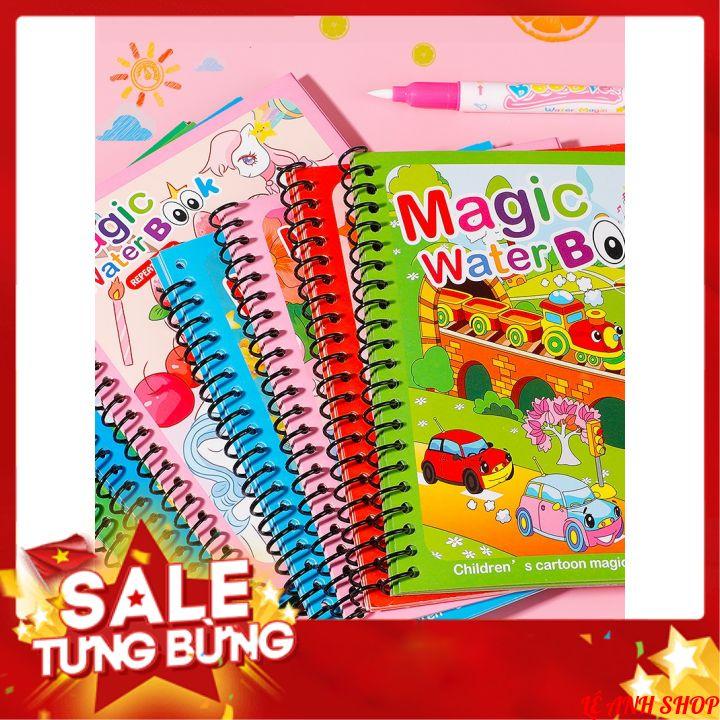 Tranh nước ma thuật -MAGIC WATER BOOK, Tranh tô màu nước ma thuật thần kỳ không dính bẩn tay chân nhiều chủ đề cho bé