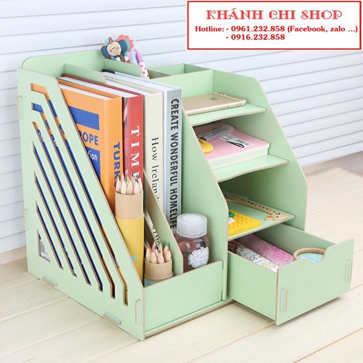 Kệ sách mini và tài liệu để bàn chất liệu gỗ lắp ghép sang trọng tiện lợi nhiều màu sắc