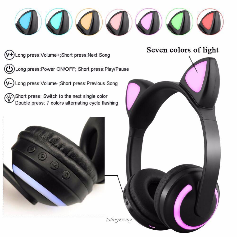 Tai Nghe Bluetooth Hình Mèo / Thỏ / Hươu / Ác Quỷ Phát Sáng