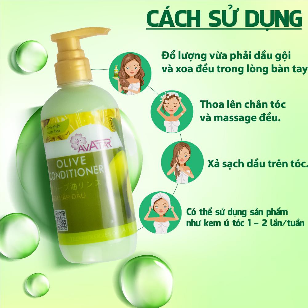 Dầu xả Olive Avatar 500ml Nuôi dưỡng tóc Chắc khỏe Chống gãy rụng Tóc Dài Suôn Mềm Mượt