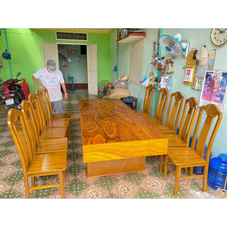 Bàn ghế ăn 10 ghế bàn hộp gỗ hương vân nam phi
