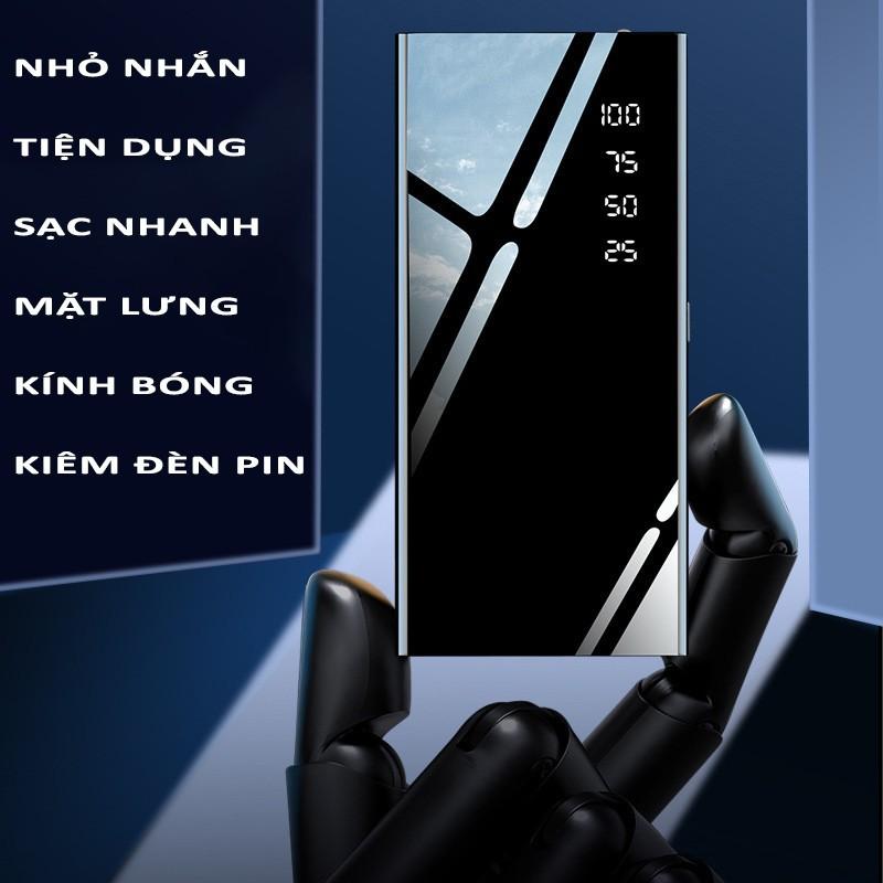 Sạc dự phòng mặt kính 30000mAh có đèn pin và hiển thị % pin