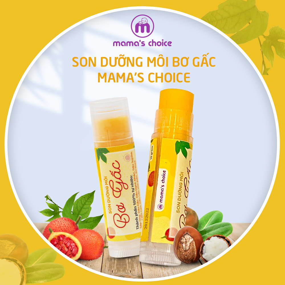 Son Dưỡng Môi Bơ Gấc Dưỡng Ẩm Chống Khô Nẻ Mama's Choice, An Toàn Cho Mẹ Bầu và Trẻ Sơ Sinh (10 gram)