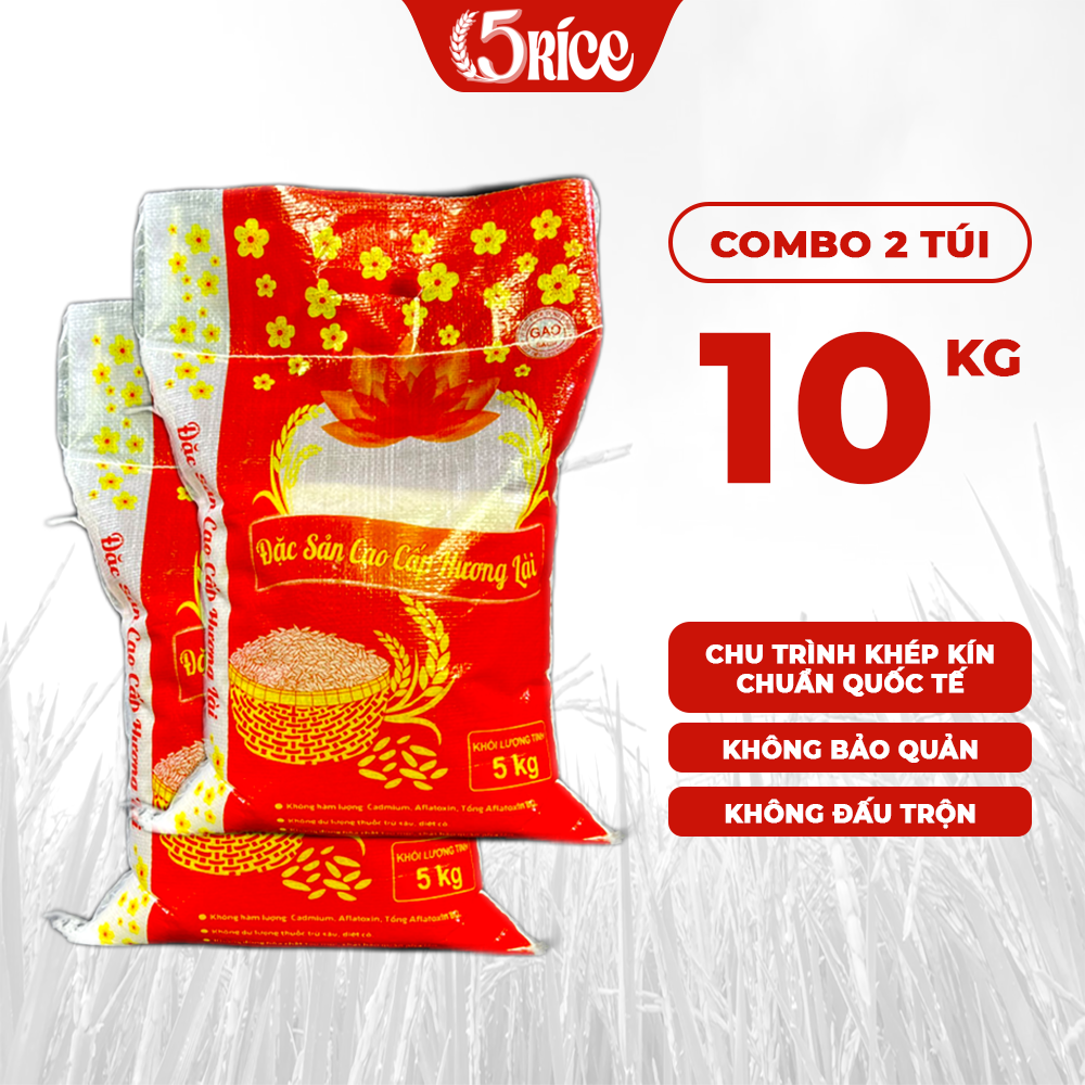 Gạo thơm hương Lài đặc sản - Túi 5kg 10kg - Gạo thượng hạng thơm dẻo, đậm vị 5RICE