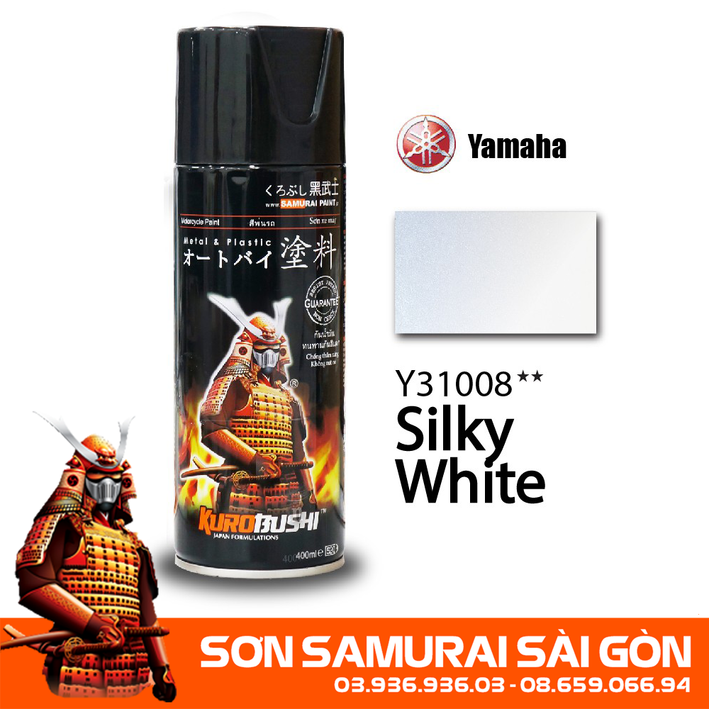 Sơn SAMURAI KUROBUSHI Y31008** MÀU TRẮNG MỊN chính hãng - Sơn phun xe máy SAMURAI SÀI GÒN