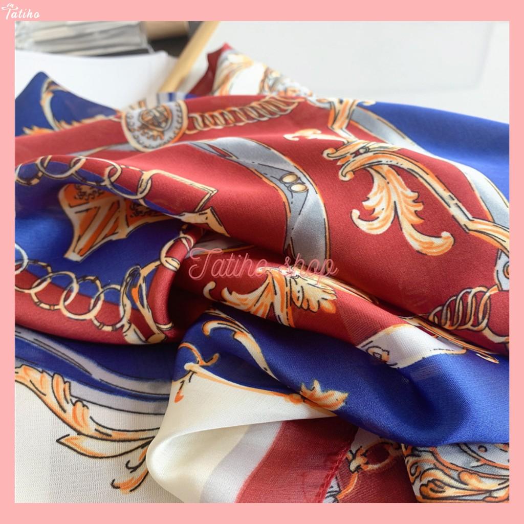 Khăn Lụa Vuông, Khăn Turban Cao Cấp Hình Vương Miện Sang Trọng- Chất Liệu Chiffon 70x70cm - Mã KL042