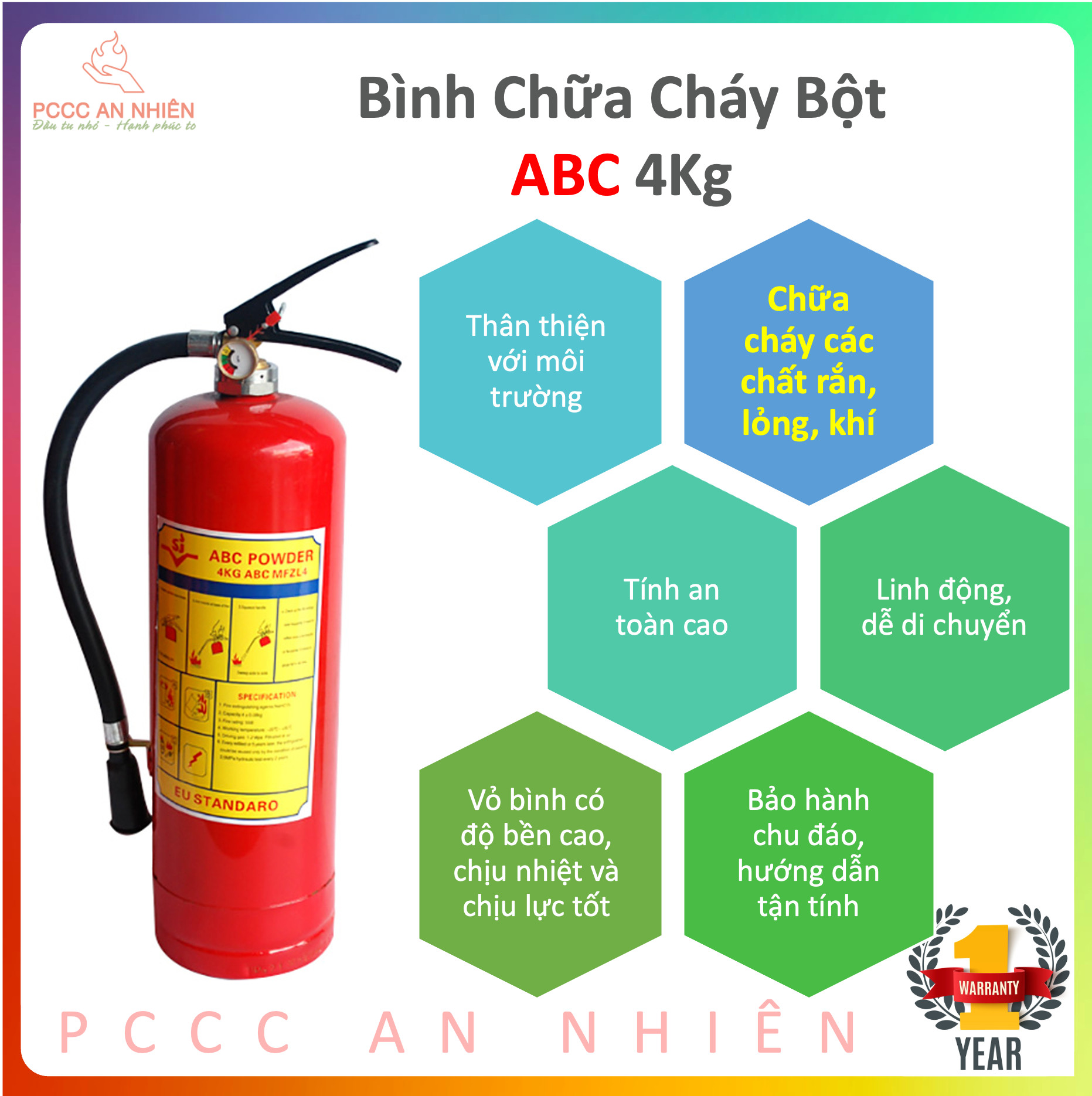 Bình chữa cháy bột ABC MFZL4-4kg