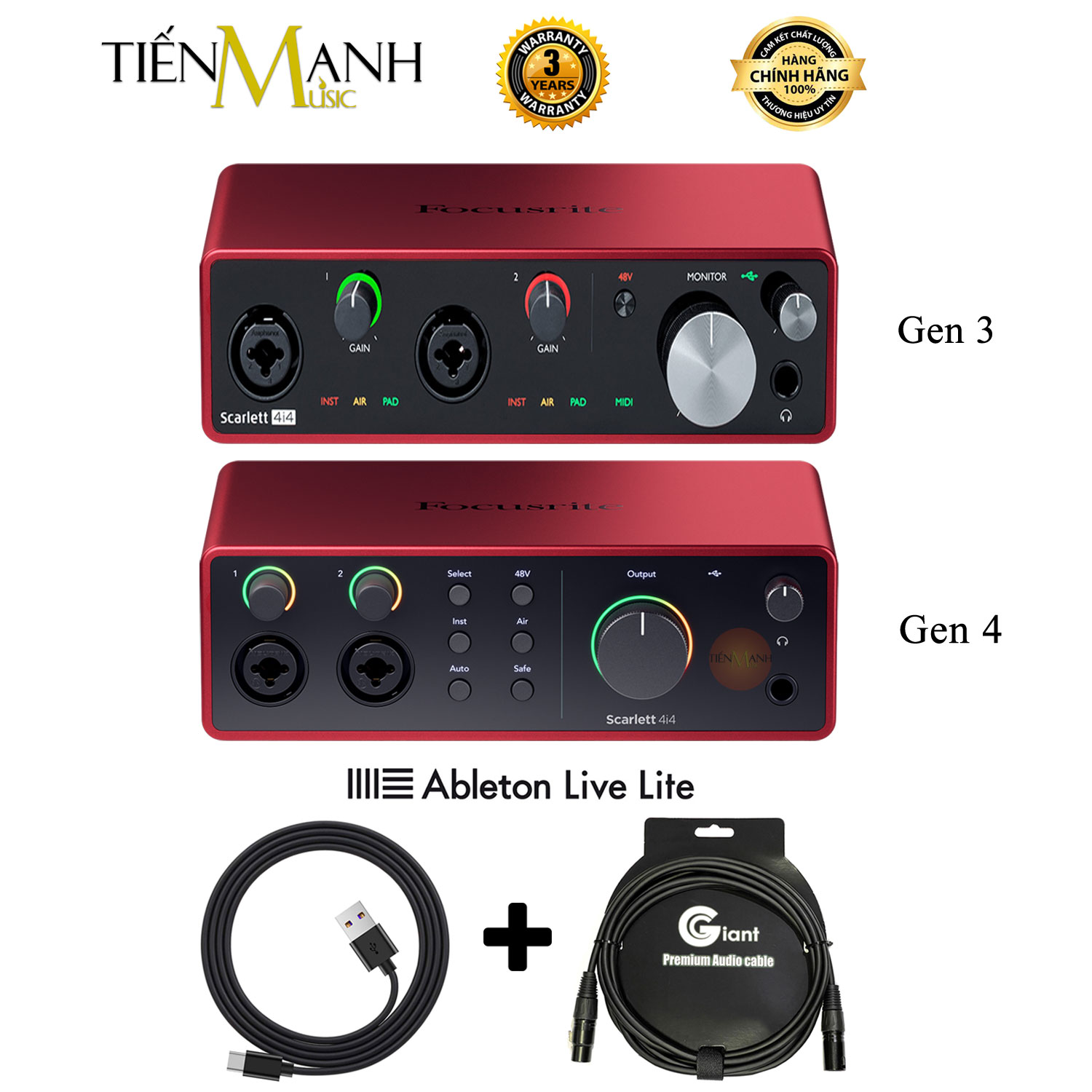 [Tặng Cable, BH 3 Năm] Focusrite 4i4 Gen 3, Gen 4 Sound Card Âm Thanh Scarlett - Focus USB Audio SoundCard Gen3 - Gen4 Hàng Chính Hãng