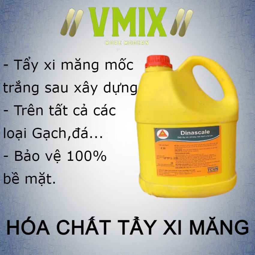 Hóa chất tẩy xi măng bám dính trên bề mặt gạch đỏ ,đá các loại mà không ảnh hưởng đến bề mặt gạch,tiết kiệm nhân công thi công nhanh và rất dễ dàng.Chống thấm Vmix