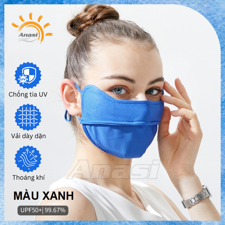 Khẩu trang che gò má vải dày chống nắng Anasi L441 - Khẩu trang nam nữ chống nám gò má