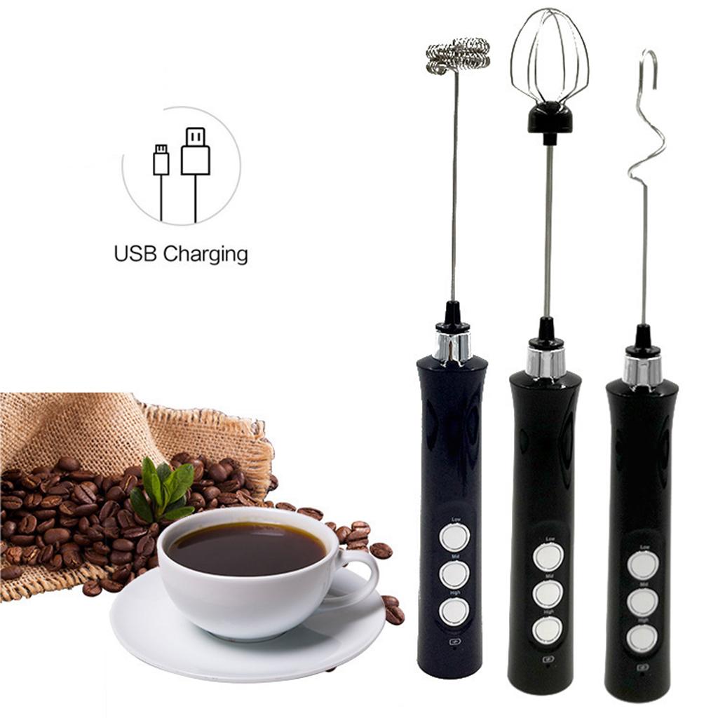 Lược Điện 3 Trong 1 Bọt Sữa Đánh Máy Tạo Bọt Trứng Trộn 3 Cấp Độ Cho Cappuccino Cà Phê Latte Nóng Socola Sữa bọt Cỏ Roi Ngựa