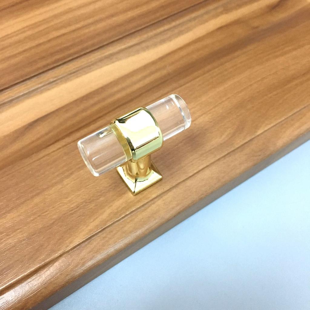 4Pcs Acrylic Door Pull Knob Drawer Cupboard Handle Home Decorative Gold