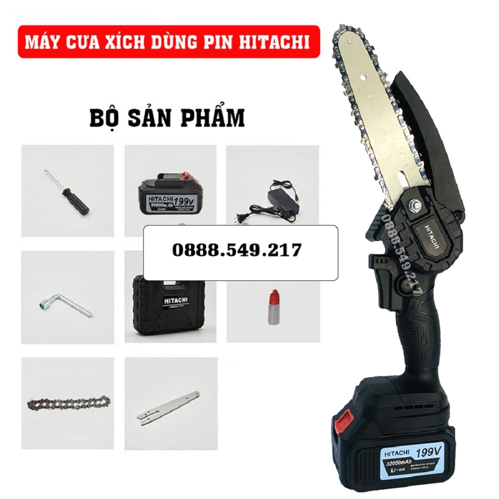 Tặng Qùa Khi Mua Máy Cưa Xích Chạy Pin 10cell Cực Mạnh - Bộ Máy Cưa Pin 199v Tặng Kèm Dây Xích Dự Phòng