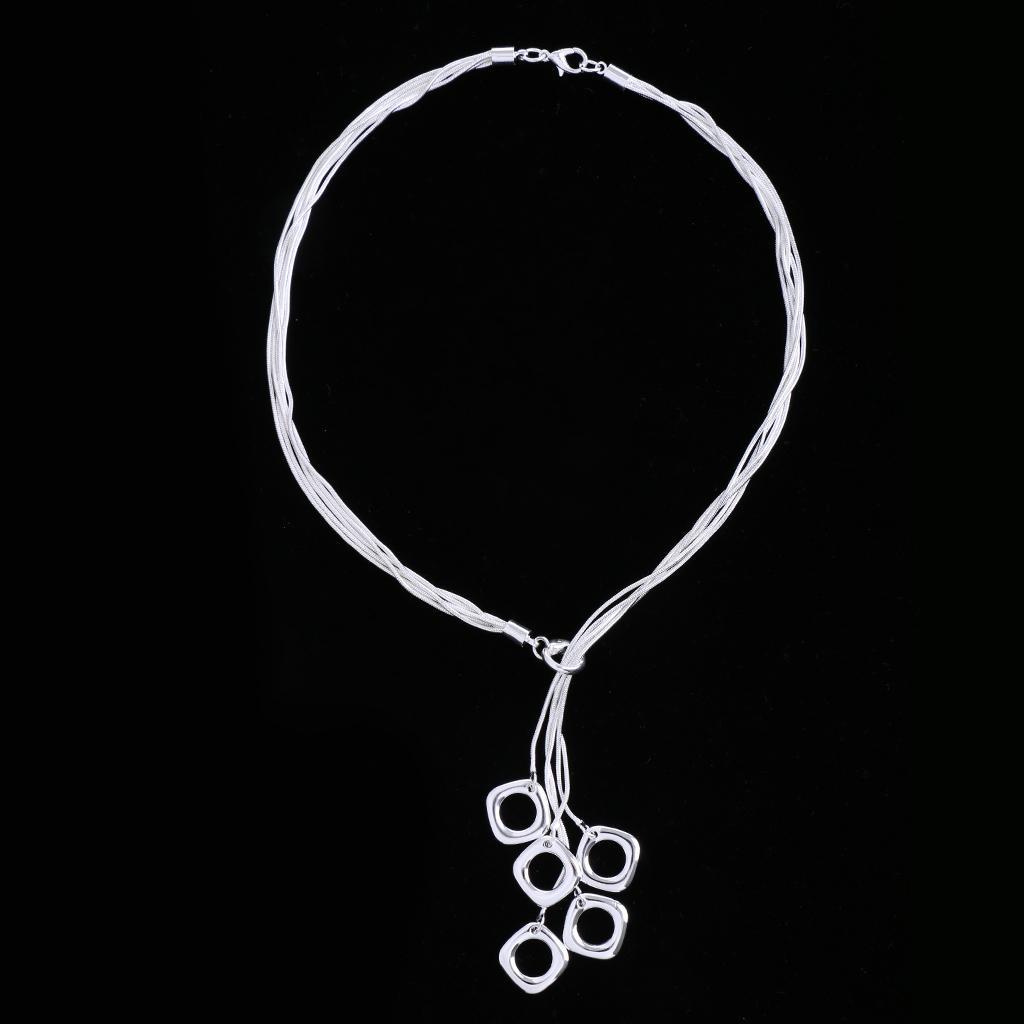 Punk Silver Alloy Multilayer Long Necklace Snake Chain Tassel Pendant