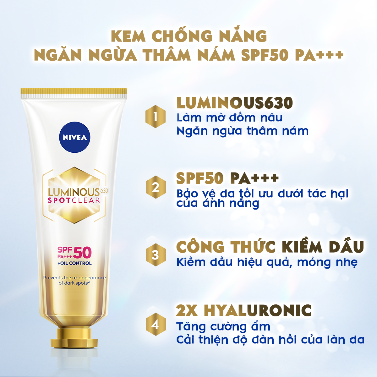 Bộ Sản Phẩm Dưỡng Da Chuyên Sâu NIVEA Luminous630 Làm Mờ Đốm Nâu| Ngừa Thâm Nám | Sáng Da | Chống Nắng (30 ml &amp; 40 ml)