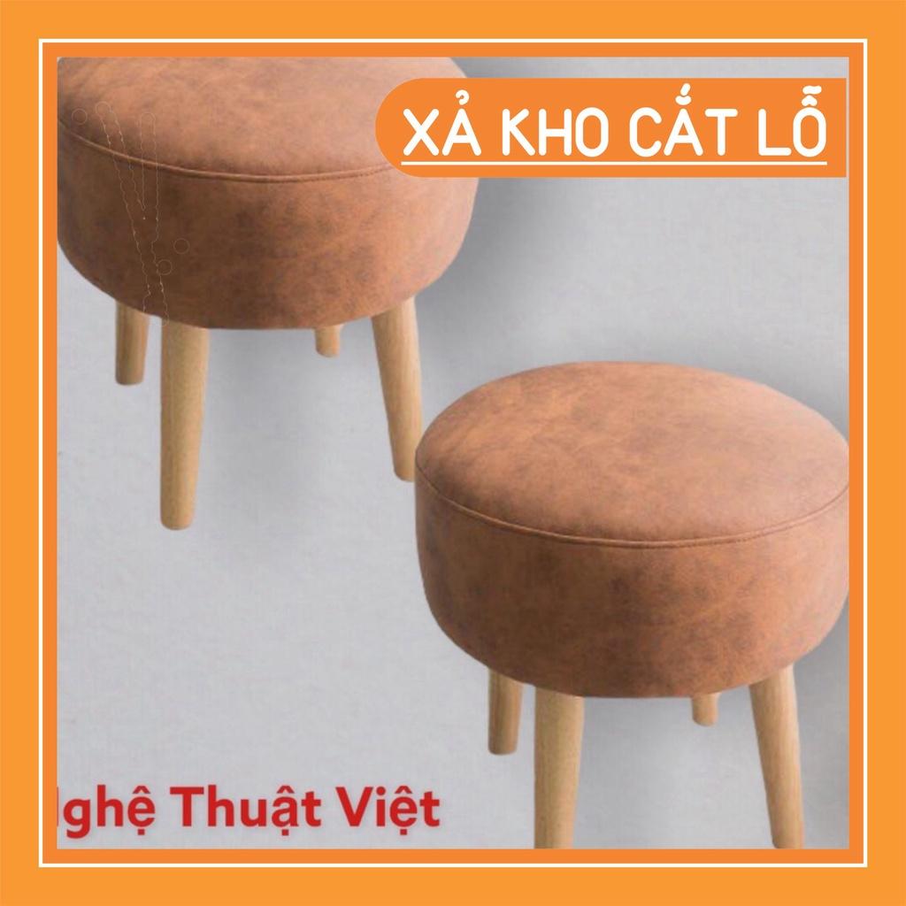 SIÊU ĐẸP Ghế đôn tròn sofa bọc da chân gỗ Nghệ Thuật Việt Nội thất thông minh decor phòng khách Siêu rẻ