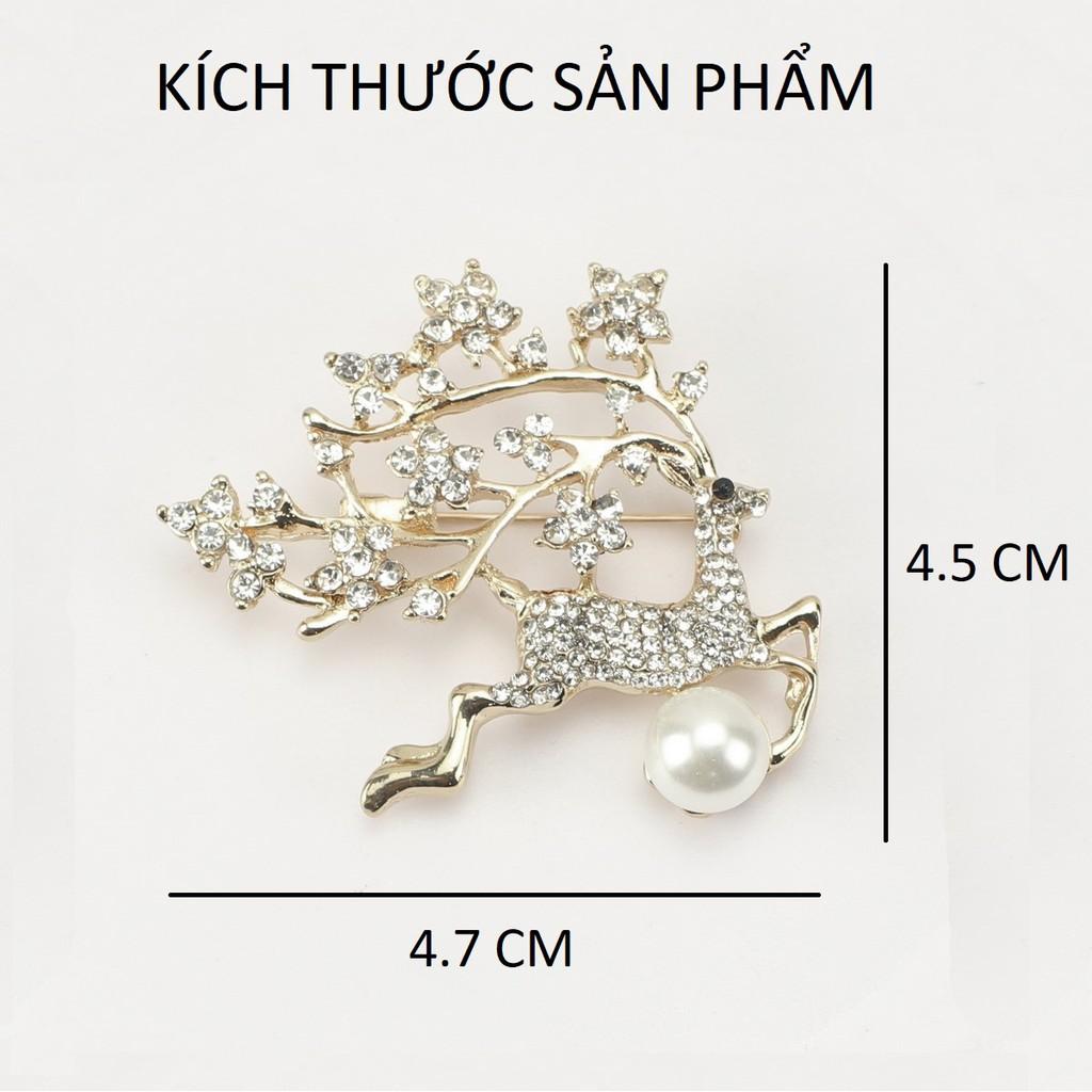 Trâm Cài Áo TCA03 Tuần Lộc Sừng Hoa - Vàng Nhạt