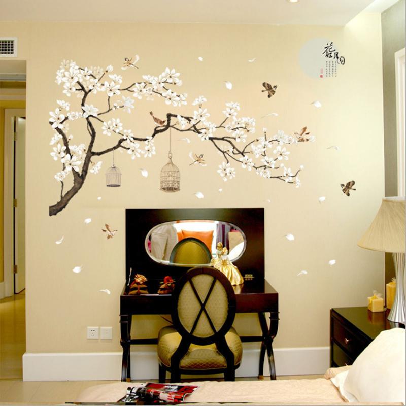 Sticker Dán Tường Họa Tiết Hình Cái Cây Và Hoa Size Lớn Dùng Trang Trí Phòng