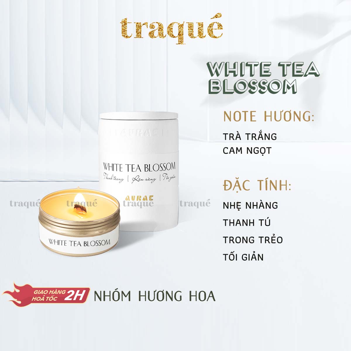 Nến thơm tinh dầu thảo mộc thiên nhiên thương hiệu Aurae - cho buổi tối lãng mạng, thư giãn.