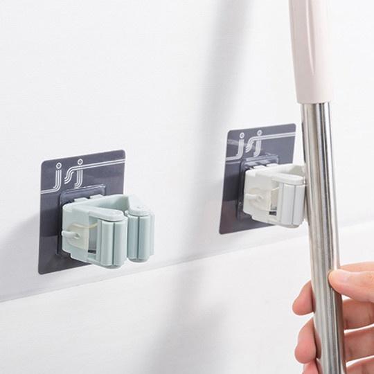 Móc Dán Tường Kẹp Treo Chổi Và Cây Lau Nhà Đa Năng