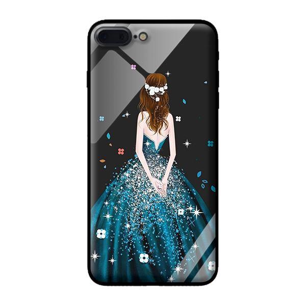 Ốp kính cường lực cho iPhone 7 Plus Cô Gái Váy Xanh - Hàng chính hãng