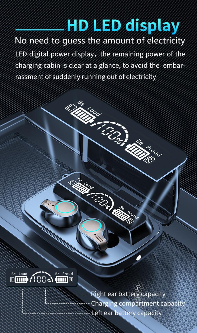 Bluetooth Earphones M18 TWS Wireless Headphones Waterproof Sports Touch Control Headset Charging case Stereo Earbuds