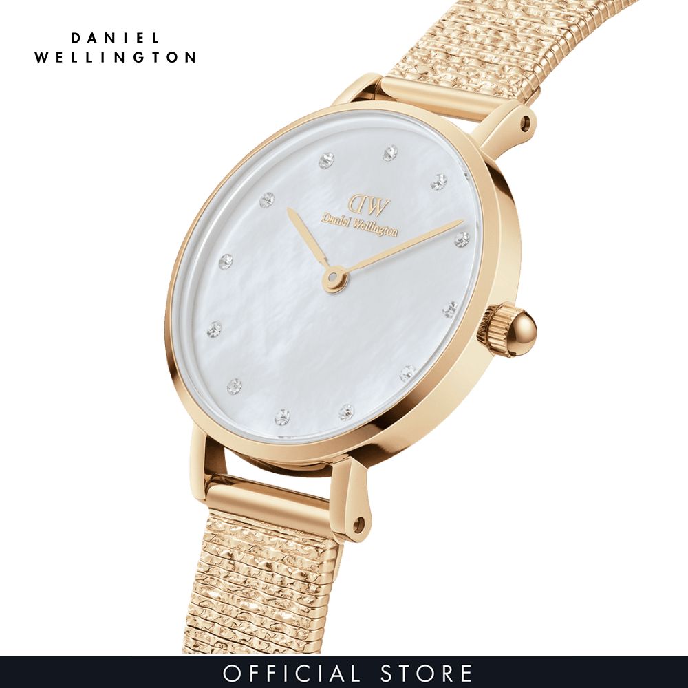 Đồng hồ Nữ Daniel Wellington Lưới - Petite 28 Pressed Piano Lumine G MOP White 28mm DW00100594