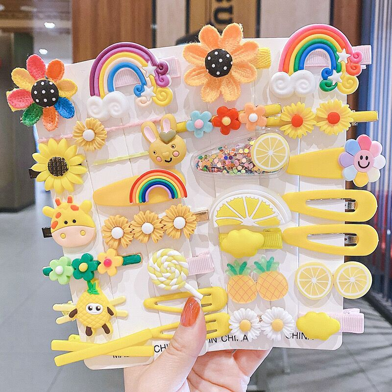 Set Kẹp Tóc 14 Món Nhiều Hình Kute Cho Bé Gái siêu cute, dễ thương