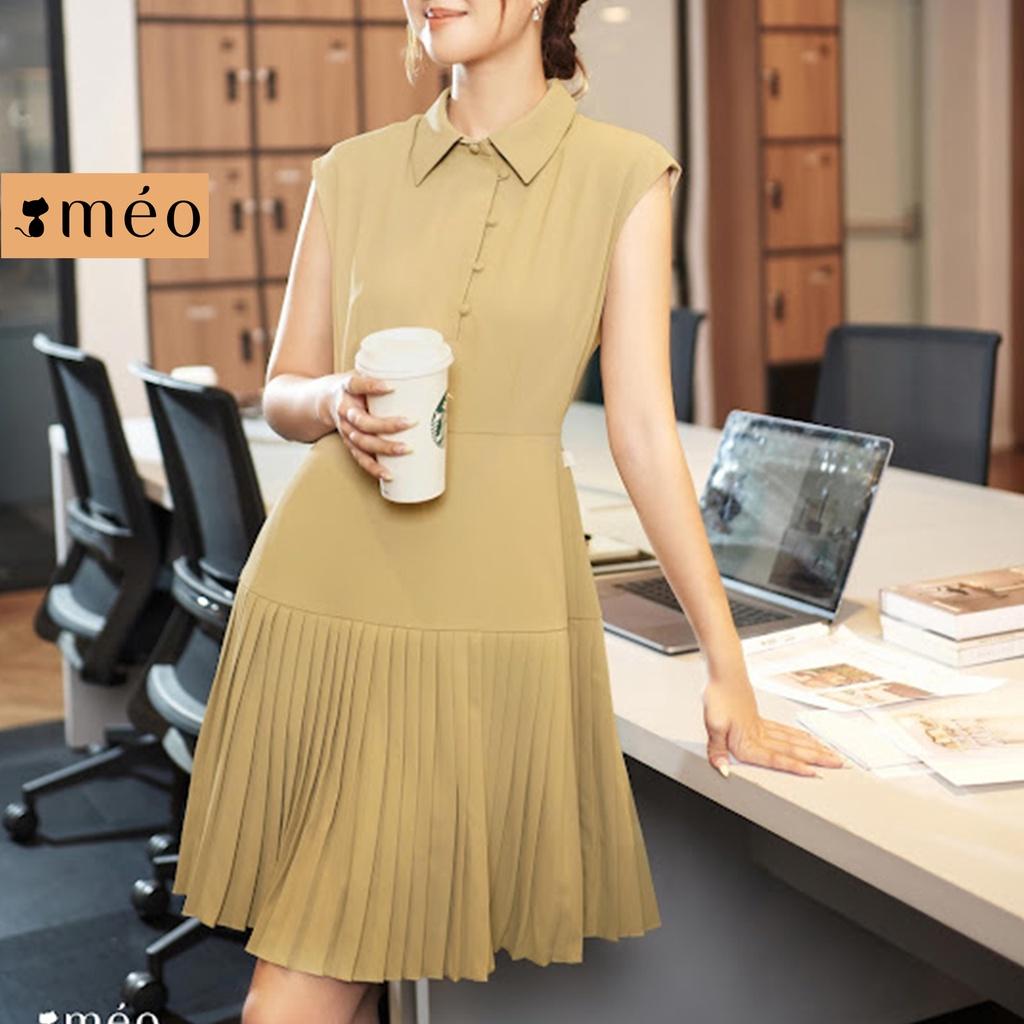 Váy liền nữ Méo shop phong cách công sở đầm không tay dáng xoè Hindi