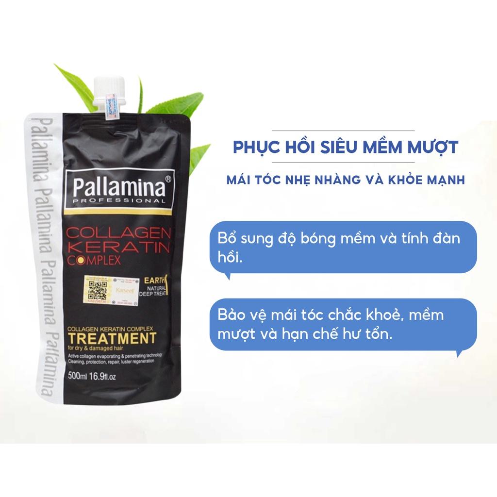 Kem ủ tóc PALLAMINA COLLAGEN KERATIN 500ml phục hồi siêu mượt cho tóc giòn, dễ gãy, mất độ đàn hồi