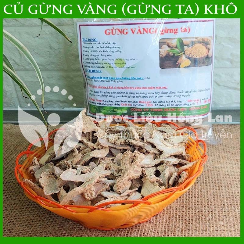 500G Củ Gừng Vàng khô sắt lát nguyên chất 100%