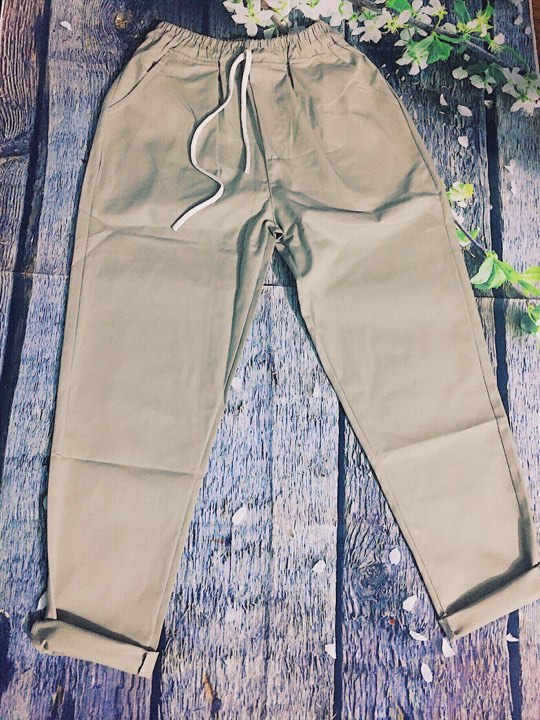 Quần baggy kaki lưng thun dây rút