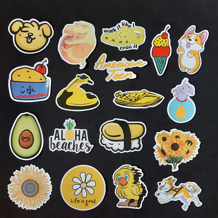 Bộ Sticker dán cao cấp chủ đề MÀU VÀNG - YELLOW - Dùng dán Xe, dán mũ bảo hiểm, dán Laptop...