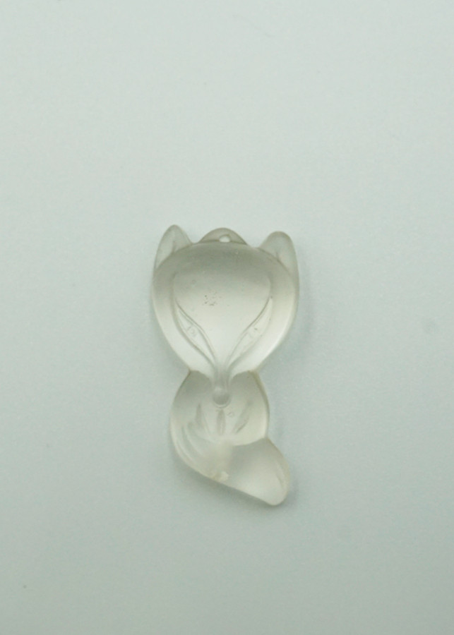 Mặt dây Hồ Ly thướt tha đá Topaz trắng nhám Tình Duyên - mạng Kim