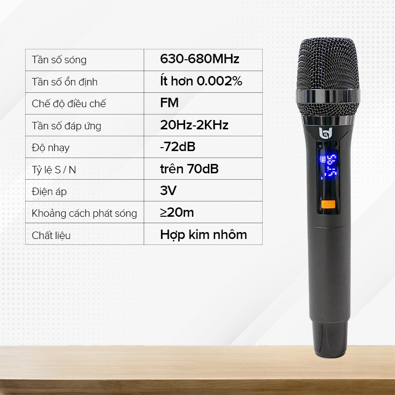 Micro Không Dây B&amp;D Hát Karaoke Cực Hay Model WR20A &amp; WR20, Tần Số UHF, Tùy Chỉnh Âm Lượng - Hàng Chính Hãng