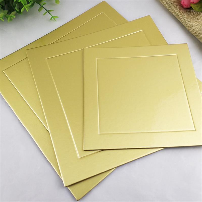 10 Chiếc Vòng Vuông Bánh Mousse Bảng Thảm Thực Phẩm Giấy Bếp Nướng Phụ Kiện Vàng Năm Mới Bánh Cưới Hiển Thị khay