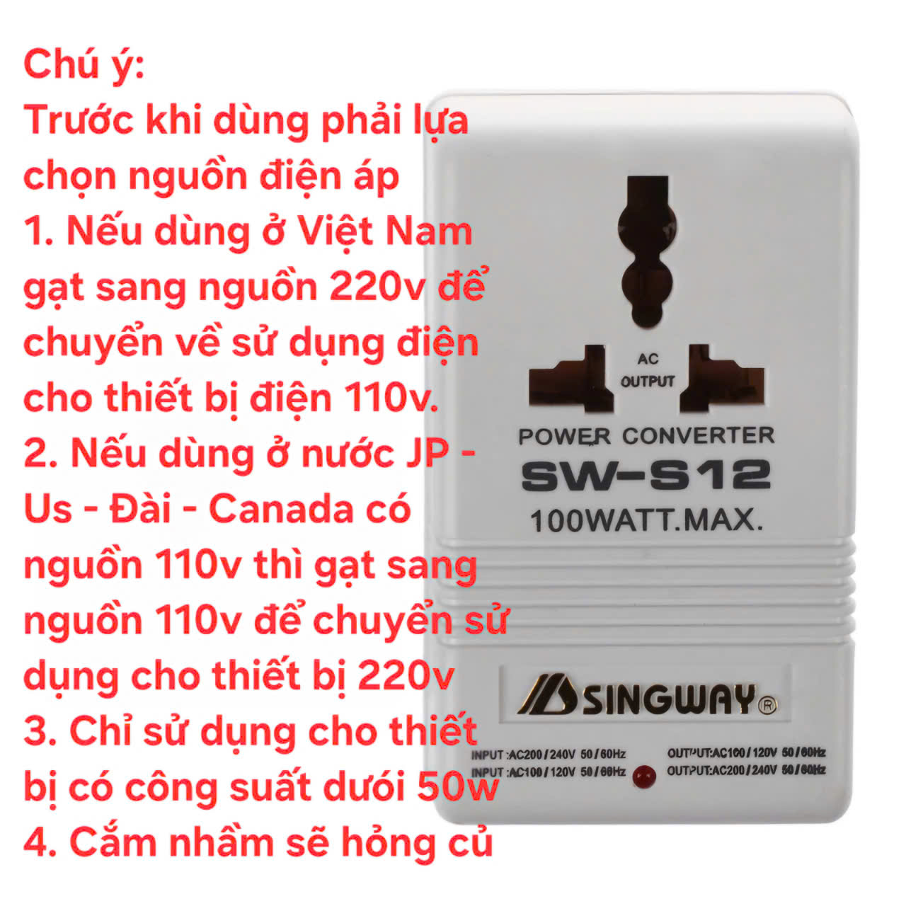 Ổ Chuyển Đổi Nguồn Điện, 2 Chiều Từ 110v sang 220v và Ngược Lại, Tiện Dụng Mang Đi Du Lịch US - JP - Đài - Takyhome8616