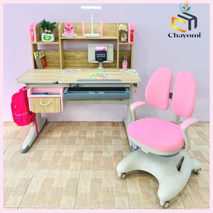 Bộ bàn ghế học sinh thông minh chống gù chống cận cao cấp Chayomi A79 ( Dài 120cm, rộng 72cm, Cao 77cm )