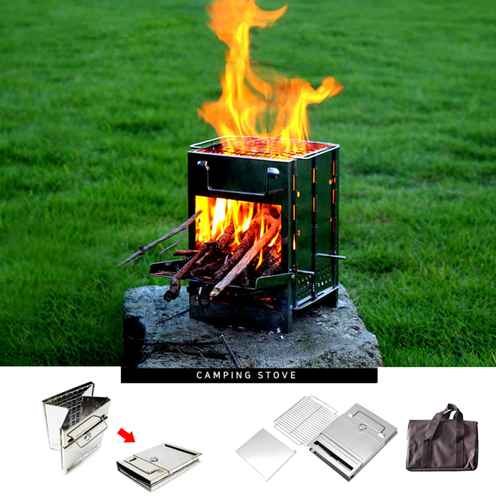 Bếp đốt gỗ kết hợp lò nướng di động bằng thép không gỉ cao cấp, bền khi sử dụng