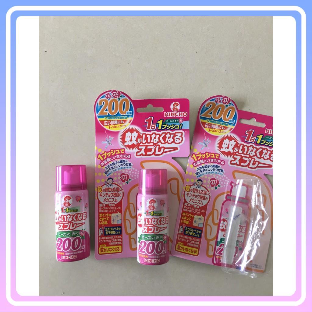 Xịt đuổi muỗi Kincho dùng trong 200 ngày 45ml Hương hoa hồng