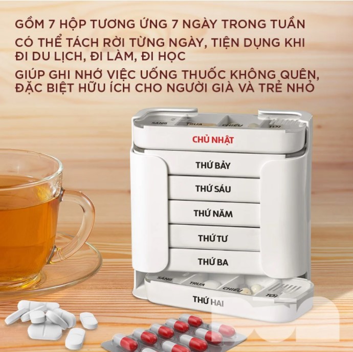 Dụng cụ chia thuốc 7 ngày - Tashuan - TS 5317 - dạng khay