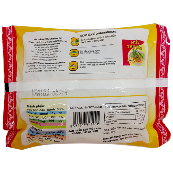 Miến thịt bằm Vina Bích Chi - Thùng 30 gói 60g