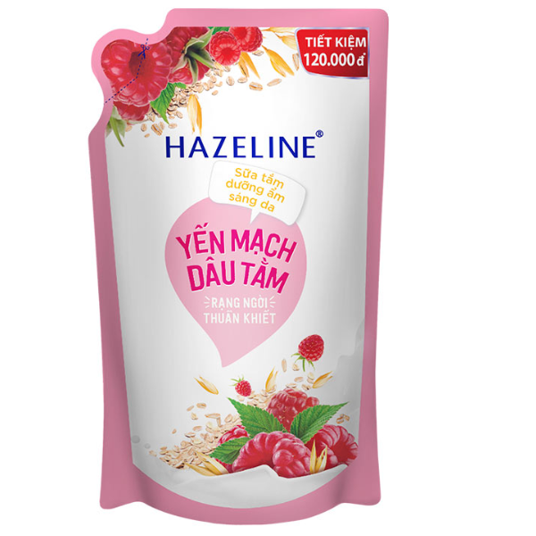 Sữa tắm Hazeline Dưỡng Thể Trắng Sáng Mịn Da & Dưỡng Ẩm Từ Thiên Nhiên Yến Mạch Dâu Tằm Túi 900g