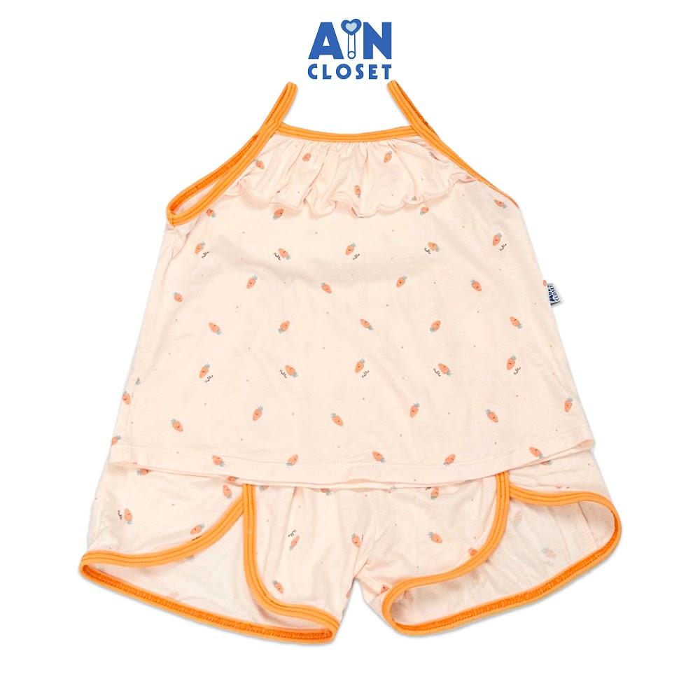 Bộ quần áo Ngắn bé gái họa tiết Carrot Hello cam thun lụa - AICDBGTYSCXD - AIN Closet