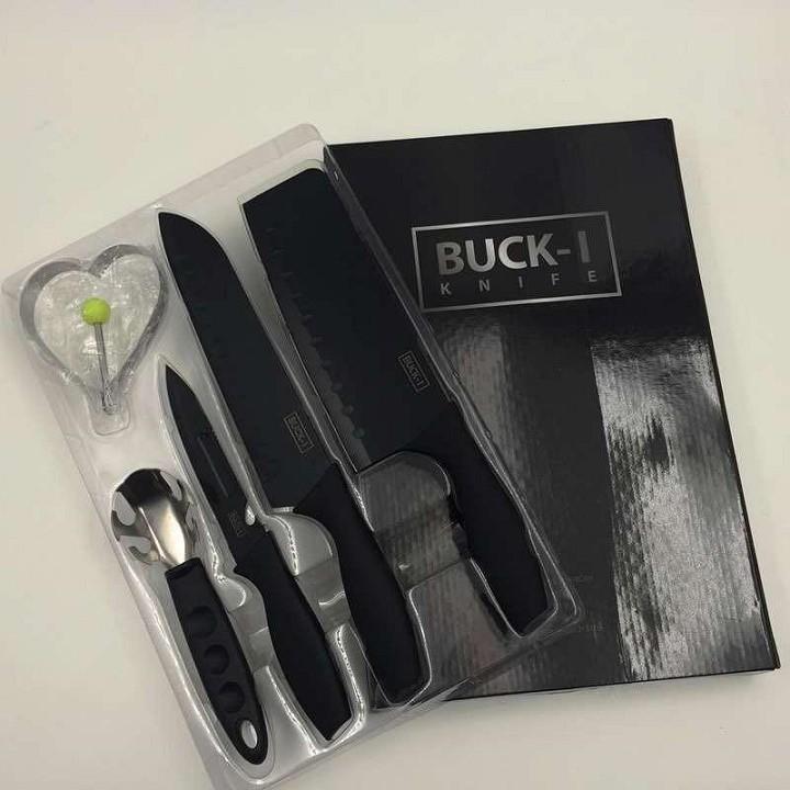 Bộ Dao 5 Món Làm Bếp Đa Năng Siêu Bén Hợp Kim Thép Không Gỉ Cao Cấp - T65S Màu Đen