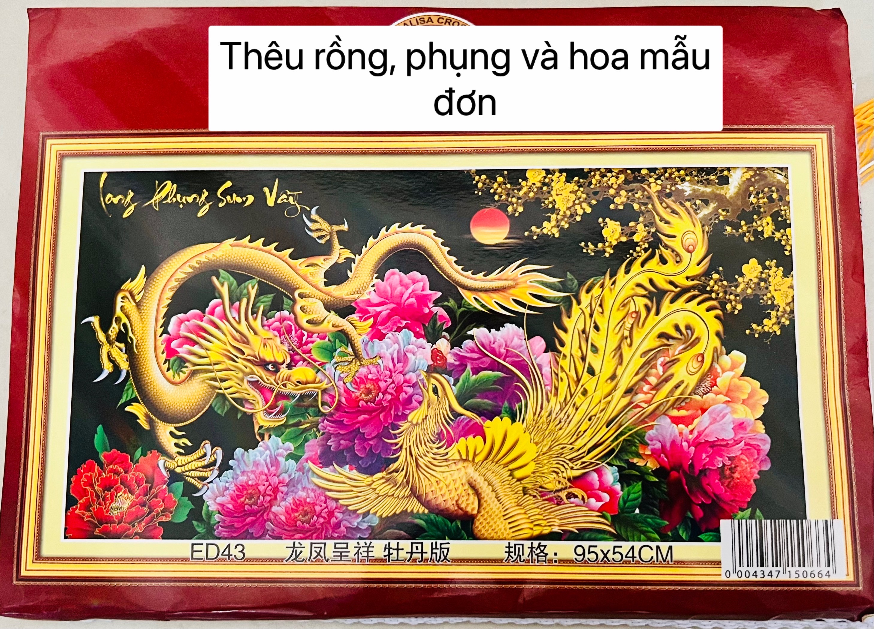 Tranh thêu chữ thập Long phụng sum vầy ED43, kích thước 95 x 54 cm